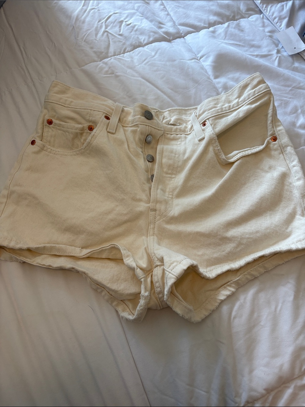 Levi's Cream 501 Denim Shorts